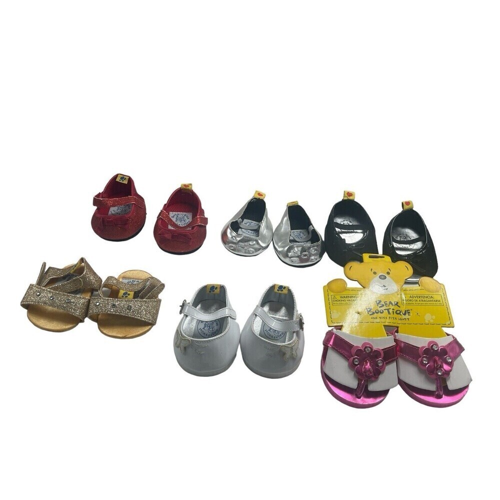 Lot of 6 Pairs Of Build A Bear BAB Shoes Sneakers Boots Sandals Slippers